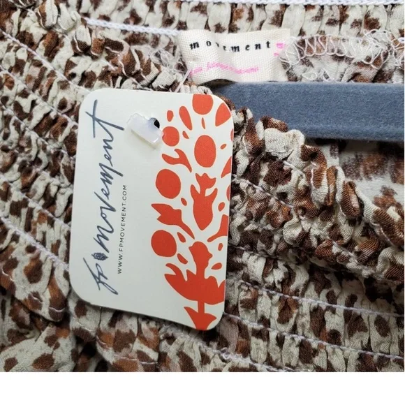 NWT Free People FP Movement Animal Print Boho Top - Picture 13 of 14